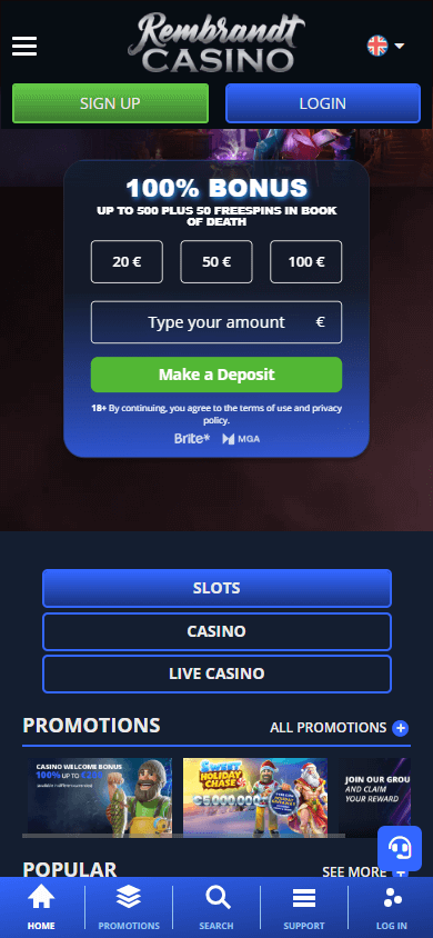 Rembrandt Casino Mobile screenshot